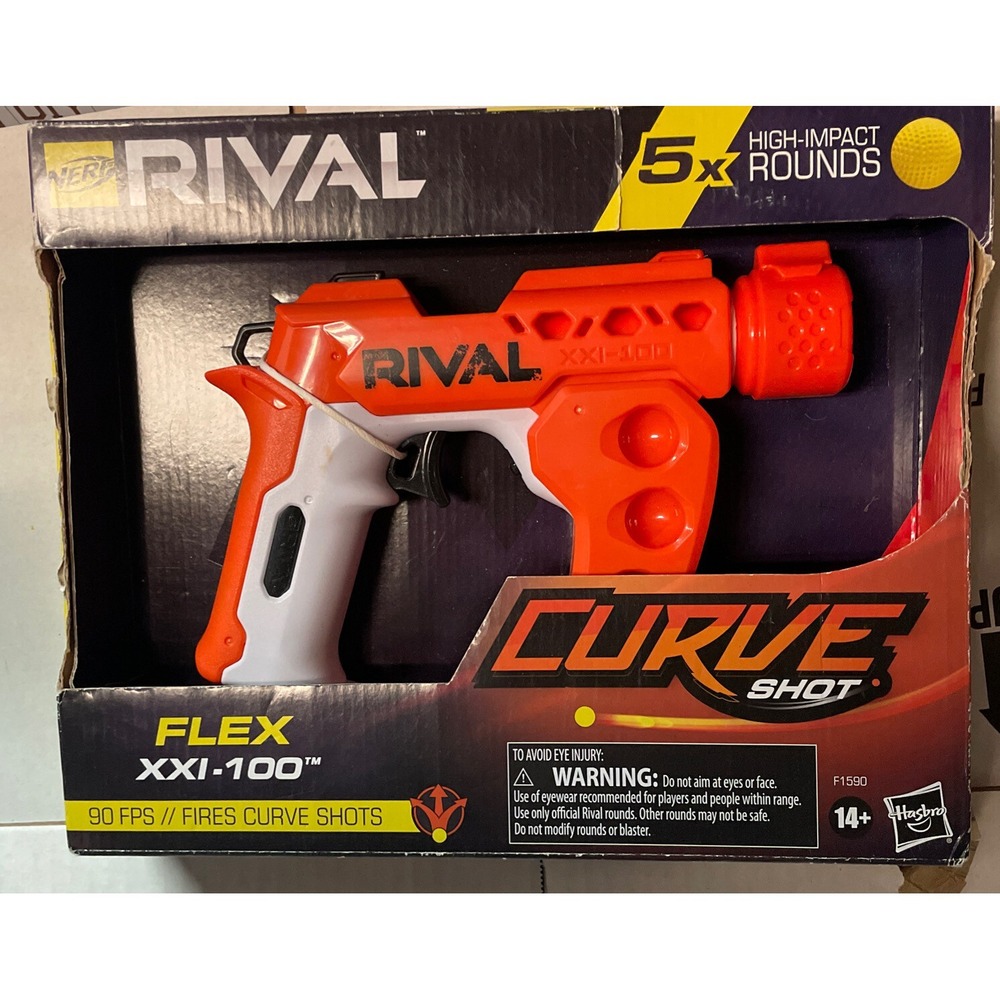Nerf Rival Curve Shot -- Flex XXI-100 Blaster -- Fire Rounds to Curve Left,